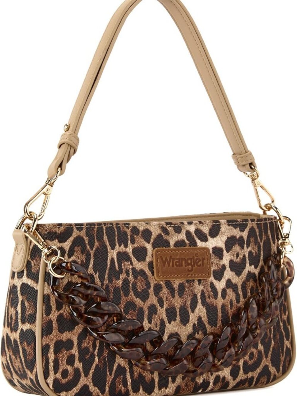 Cheetah Print Small Shoulder Bag Clutch Purse Hobo Handbag with Acrylic Strap
